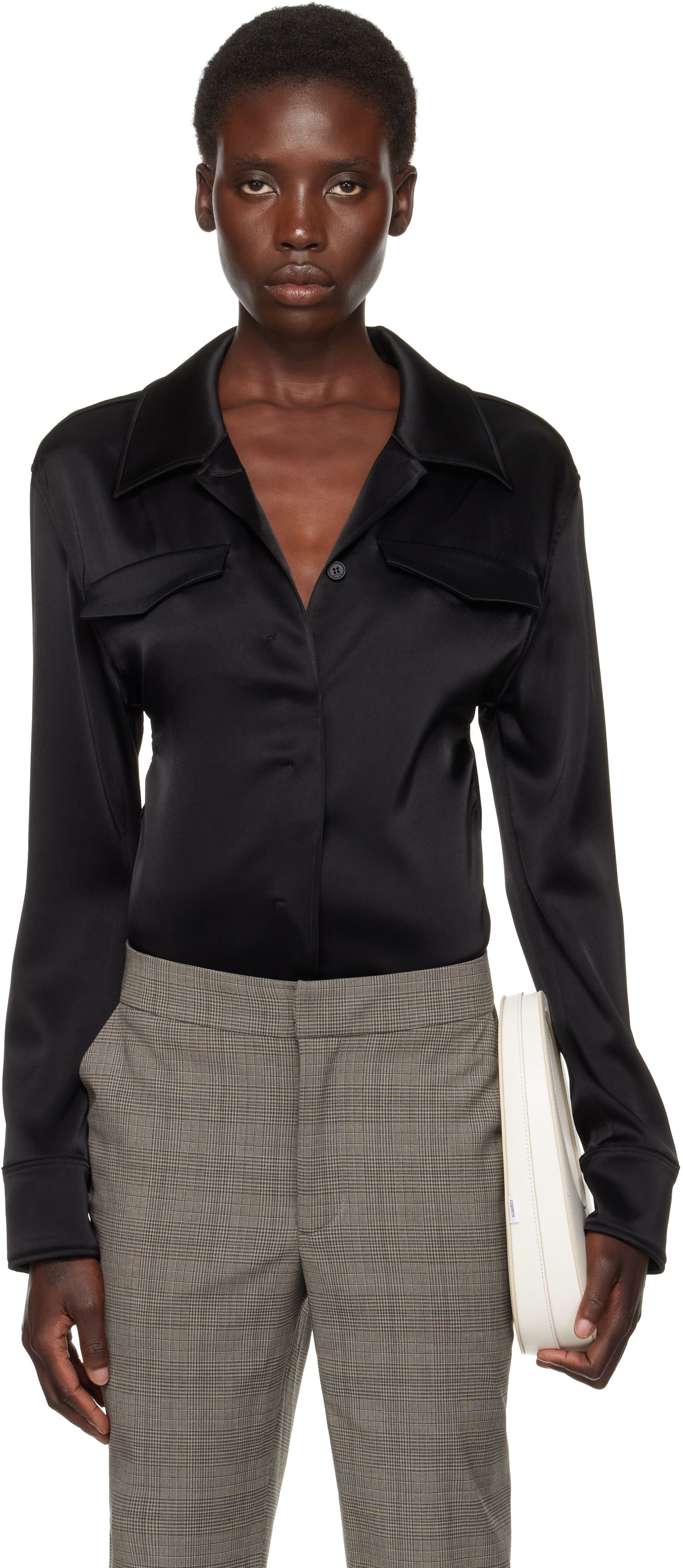 Skjorte Courrèges Courrèges Satin Shirt Sort | 225CBD123TA0007, 0
