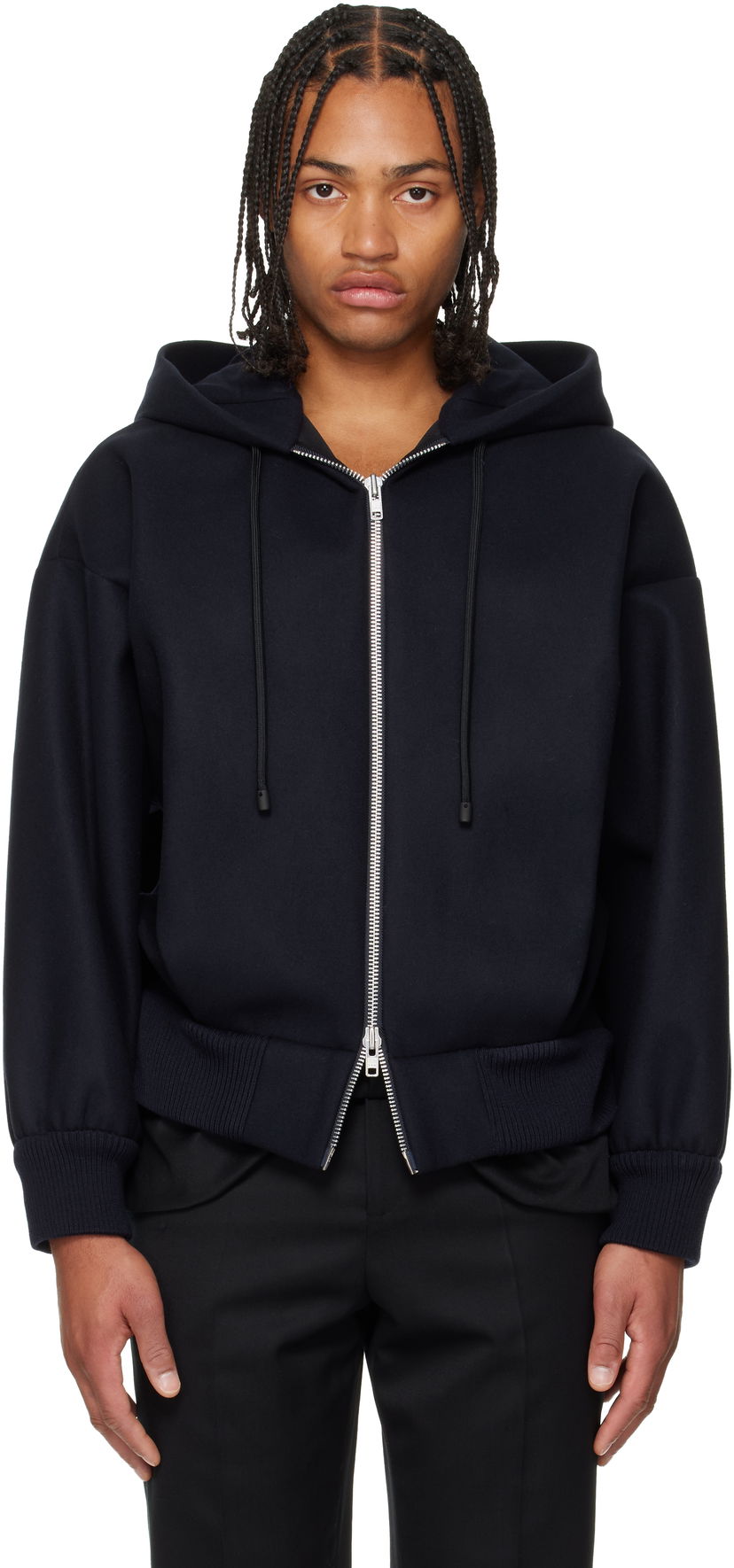 Bomberjakke Simone Rocha Simone Rocha Hooded Zip Bomber Jacket Mørkeblå | 6145B 1265