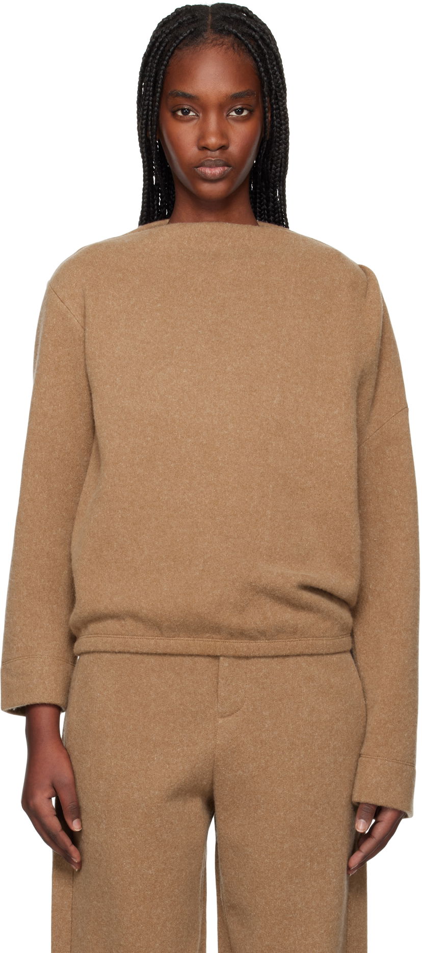 Sweater Max Mara Max Mara Oxa Boat Neck Sweatshirt Brun | 2511921048600