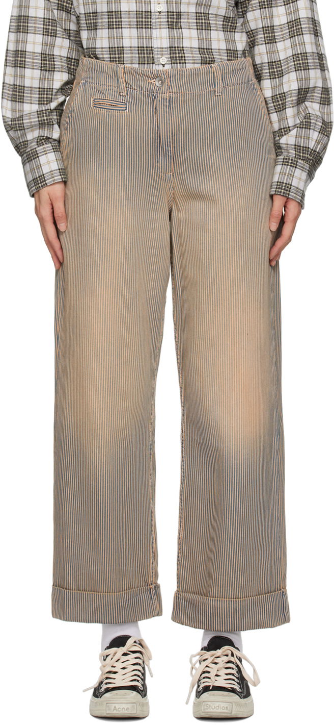 Bukser YMC Striped Sailor Trousers Beige | Q4WAC