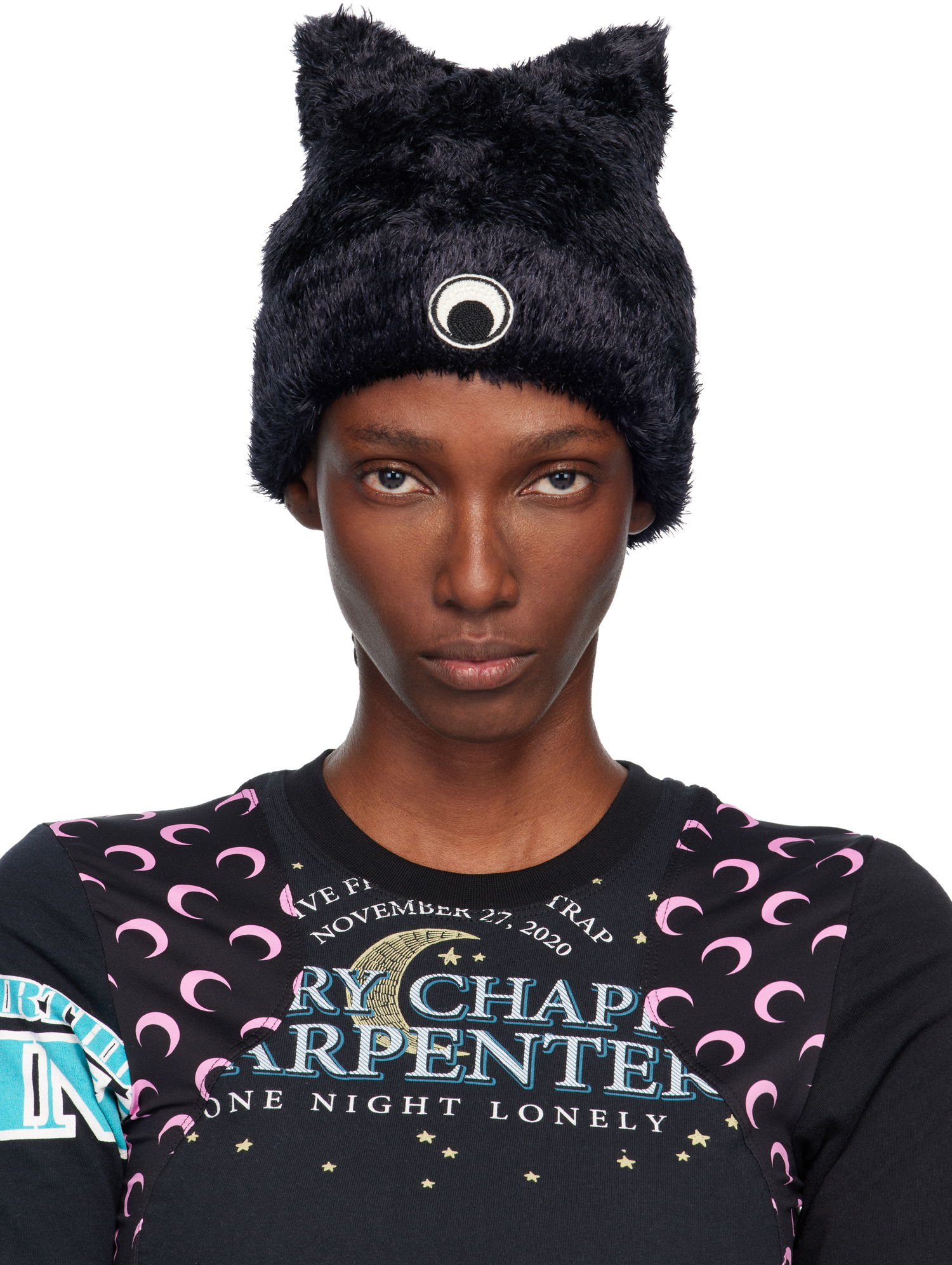 Beanie Marine Serre Marine Serre Wild Fluffy Knit Beanie Sort | UHG068ACKNI0536, 0