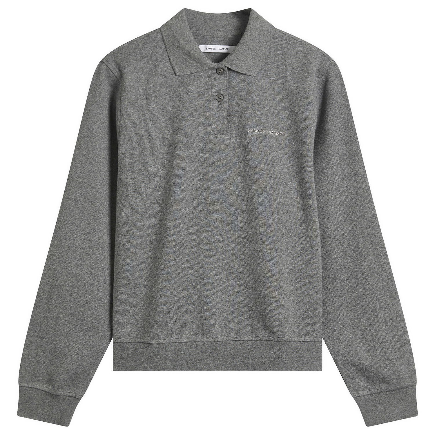 Polo skjorte Samsoe Samsoe Sadory Long Sleeve Polo Top Grå | F25400107-CLR001804, 1
