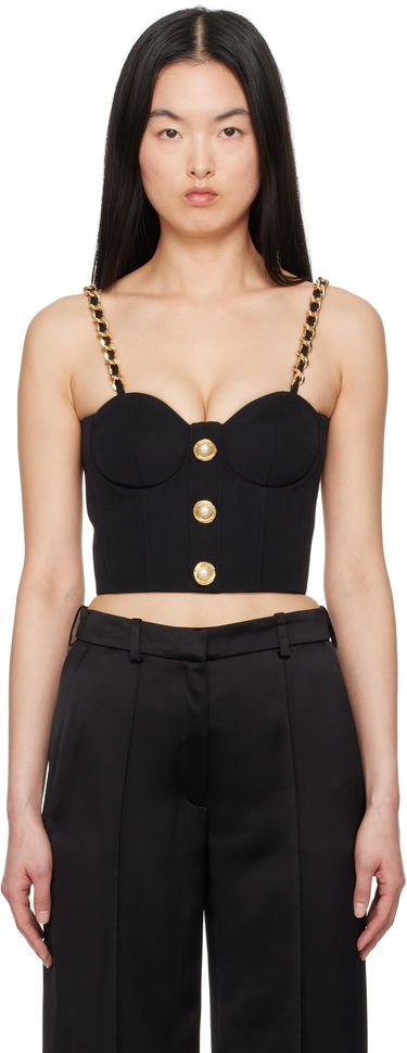 Crop top Balmain Balmain Bustier Top with Chain Straps Sort | EF0AD405WC09, 0