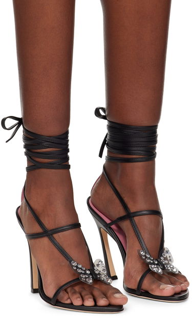 Tilbehør Blumarine Blumarine Butterfly '105 Crystal-Embellished Heeled Sandals Sort | 6A4531PX50722222, 3