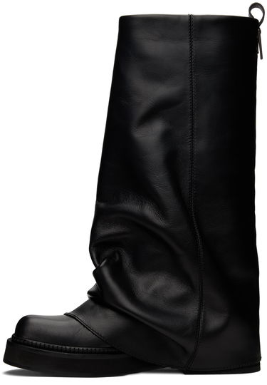 Tøj The Attico Attico Robin Slouch Leather Combat Boots Sort | 241WS798 L019, 2