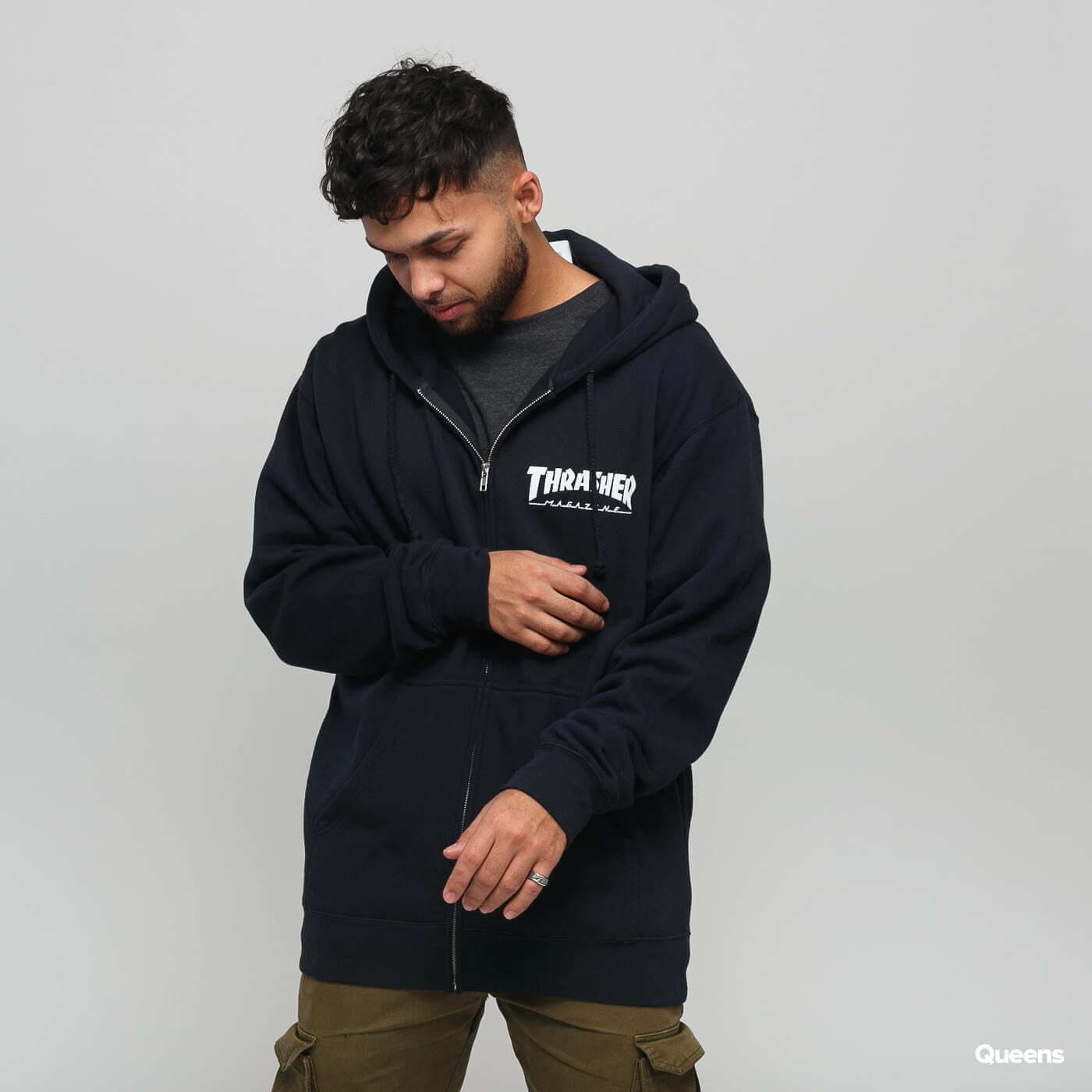 Sweatshirt Thrasher Thrasher Magazine Logo Zip Hoodie Mørkeblå | 113109, 0