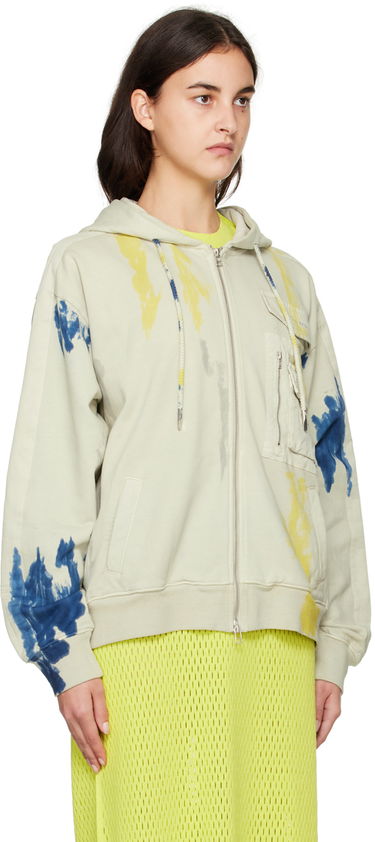 Sweatshirt Feng Chen Wang Feng Chen Wang Tie-Dye Zip Hoodie Beige | FWF14HD05, 1