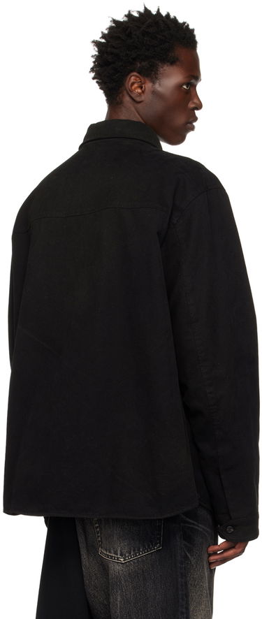 Skjorte We11done Designer Half-Zip Oversized Shirt Sort | WD-SH3-22-157-U-BK, 2