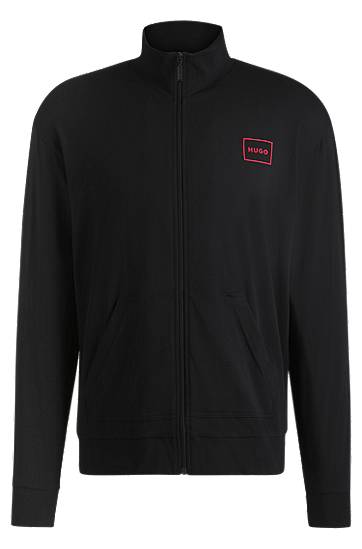 Træningsdragt BOSS HUGO Relaxed-Fit Stretch Cotton Jacket with Frame Logo Sort | 50525245