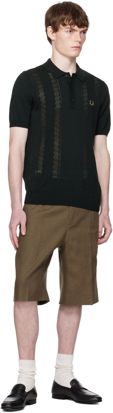 Polo skjorte Fred Perry Fred Perry Pointelle Panel Knitted Polo Grøn | K9750, 3