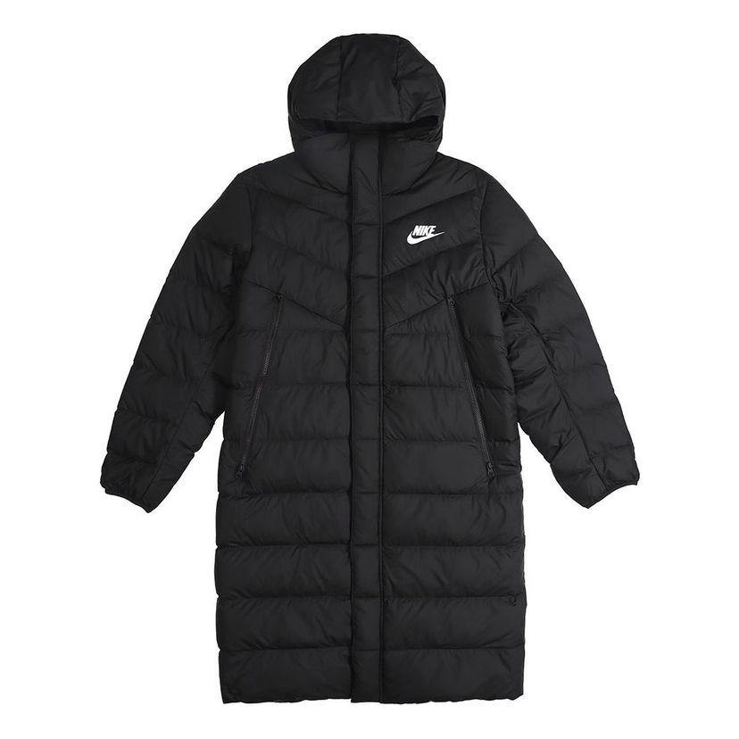 Puffer jakke Nike Sportswear Windrunner Down Fill Long Hooded Jacket Sort | AA8854-010