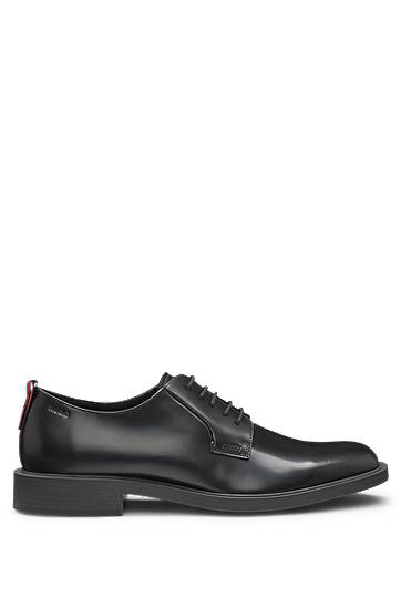 Tilbehør BOSS Derby Leather Shoes with Logo Detail Sort | 50548654, 1