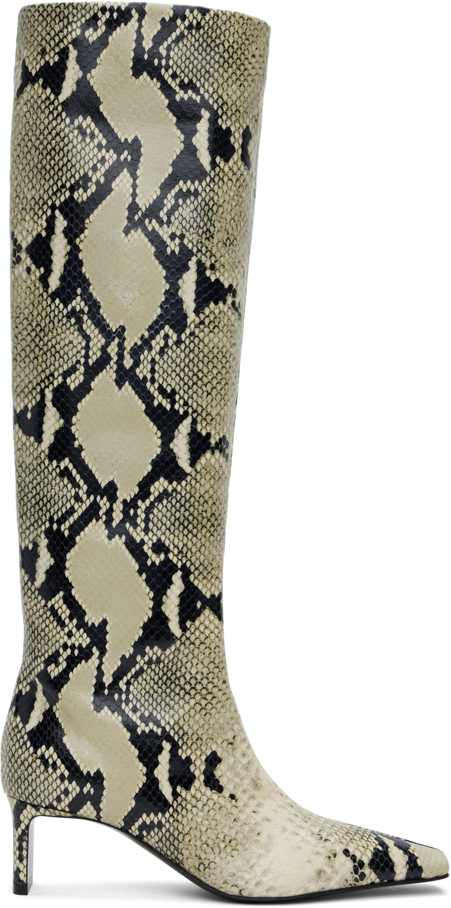 Sneakers og sko Khaite Snakeskin Patterned Knee-High Boots Beige | F1099-803, 0
