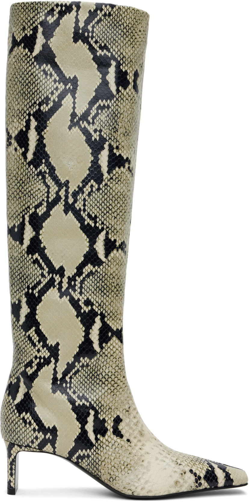 Sneakers og sko Khaite Snakeskin Patterned Knee-High Boots Beige | F1099-803