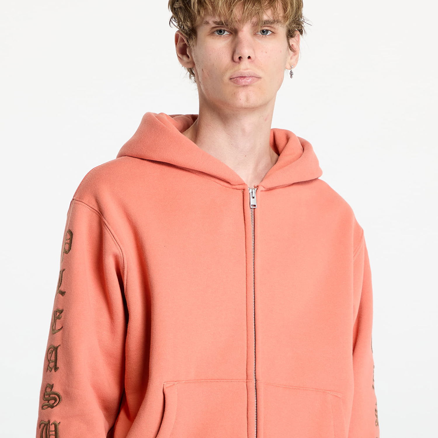 Sweatshirt Pleasures Oe Zip Up Hoodie Rust Orange | P24F046 RUST, 1
