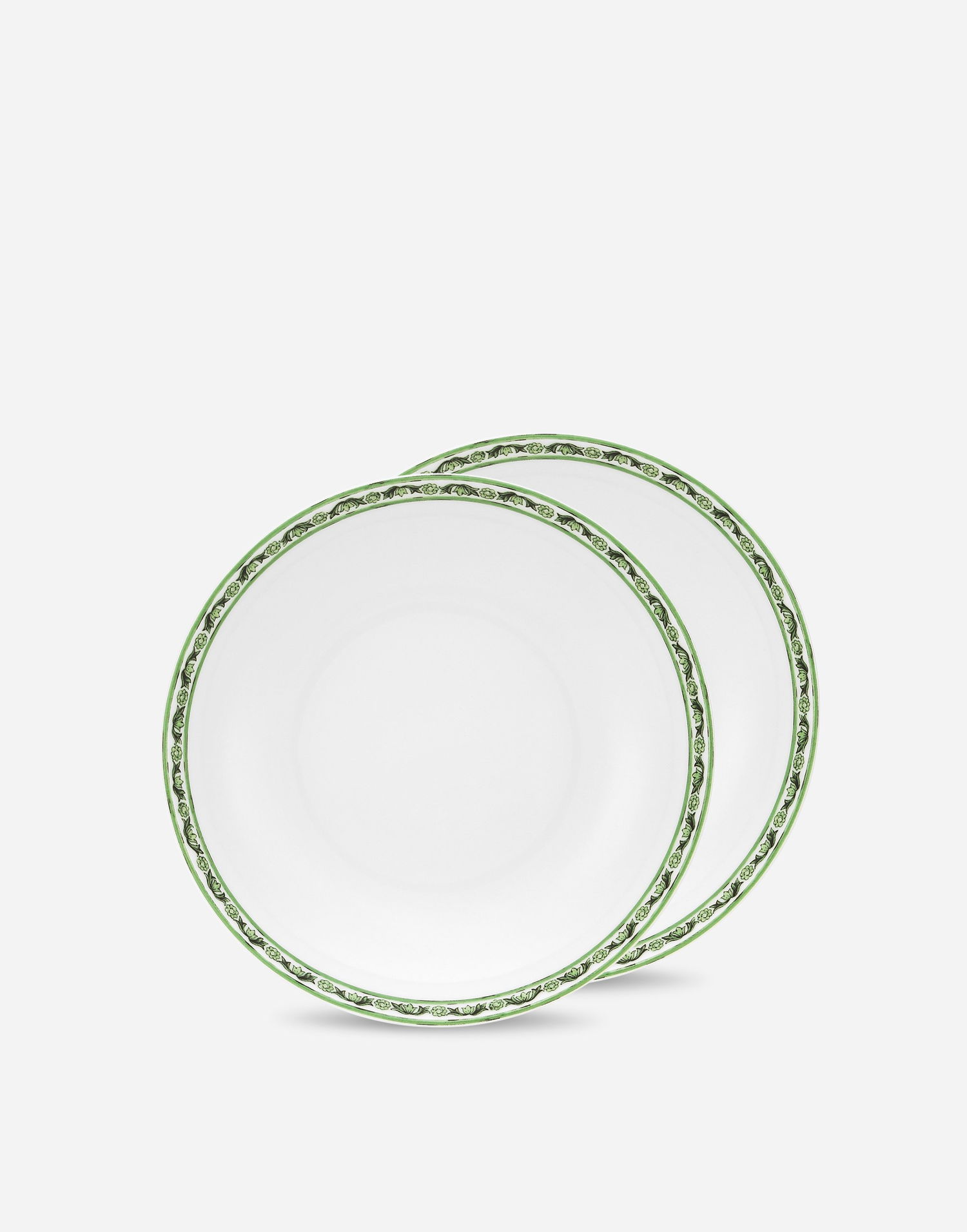 Home decor Dolce & Gabbana Set of 2 Porcelain Soup Plates With Green Floral Print Grøn | TC0S05TCALIUV028, 0