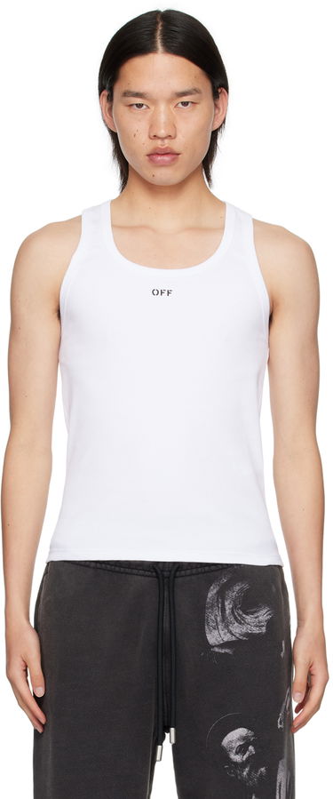Tanktop Off-White White Off Stamp Rib Tank Top Hvid | OMUY006C99JER0010110, 0