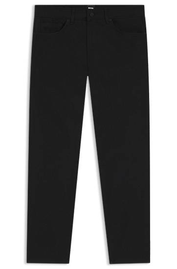Bukser BOSS BOSS Delaware Slim-Fit Cotton-Blend Twill Trousers Sort | 50543953