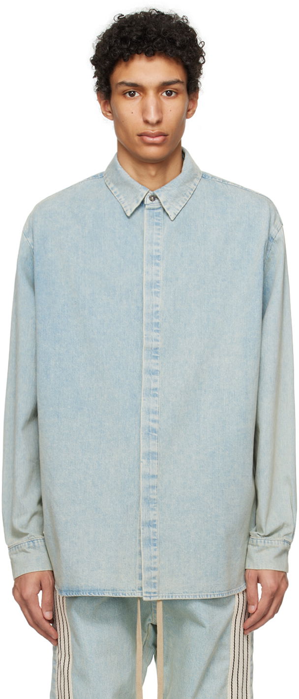 Skjorte Fear of God Blue Faded Denim Shirt Blå | FG850-068DNM, 0