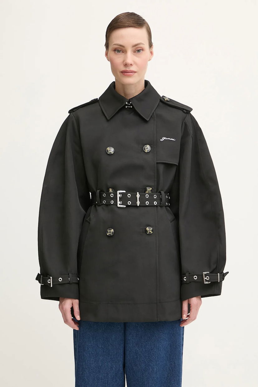 Trenchcoat GANNI GANNI Heavy Twill Midi Trench Coat Sort | W0893