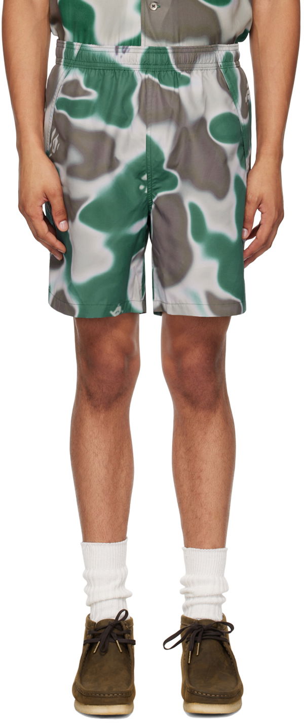 Shorts BAPE BAPE Green & Gray Liquid Camo One Point Swim Shorts Flerfarvet | 001SPK301010M