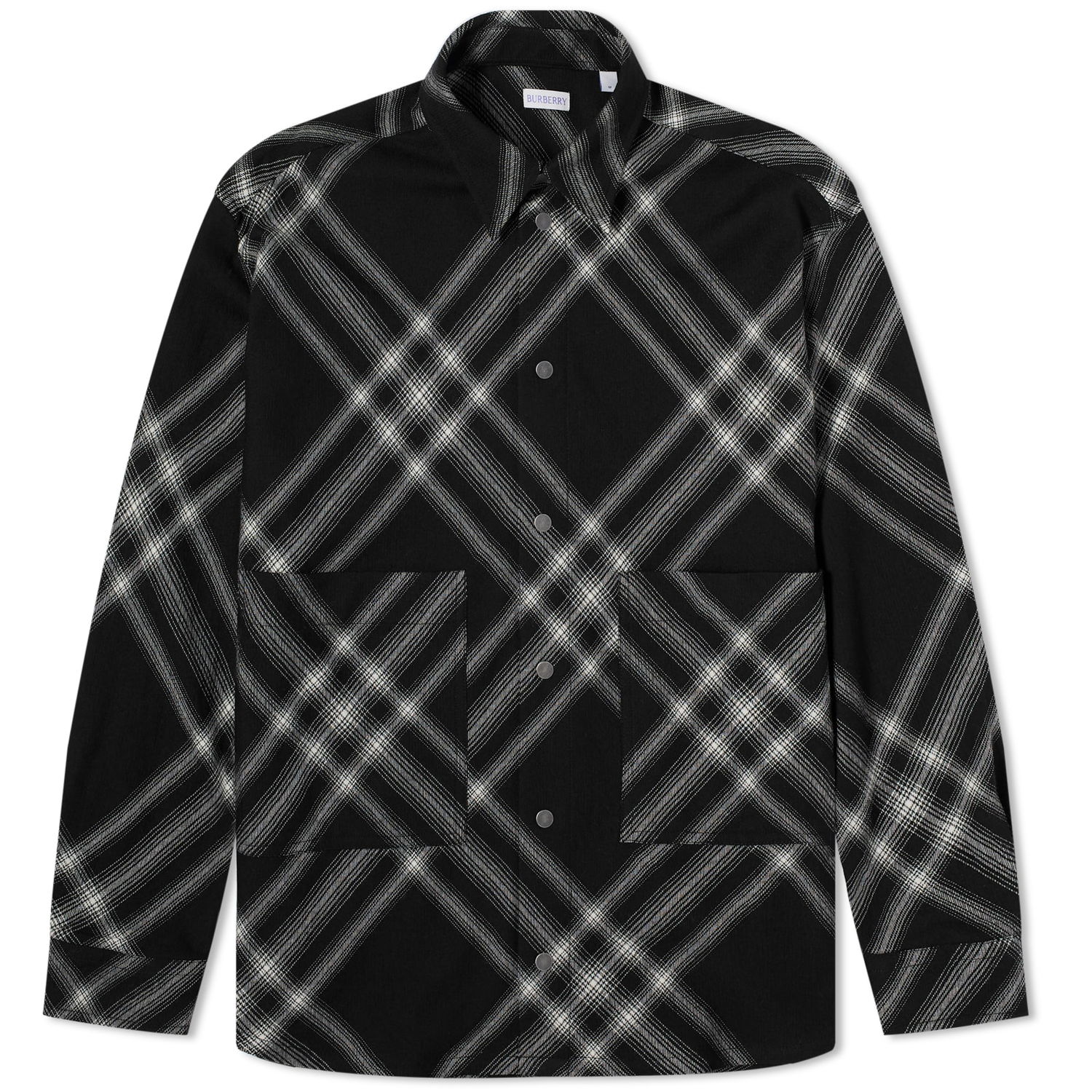 Skjorte Burberry Monochrome Check Wool Overshirt Sort | 8082423-B6420, 0