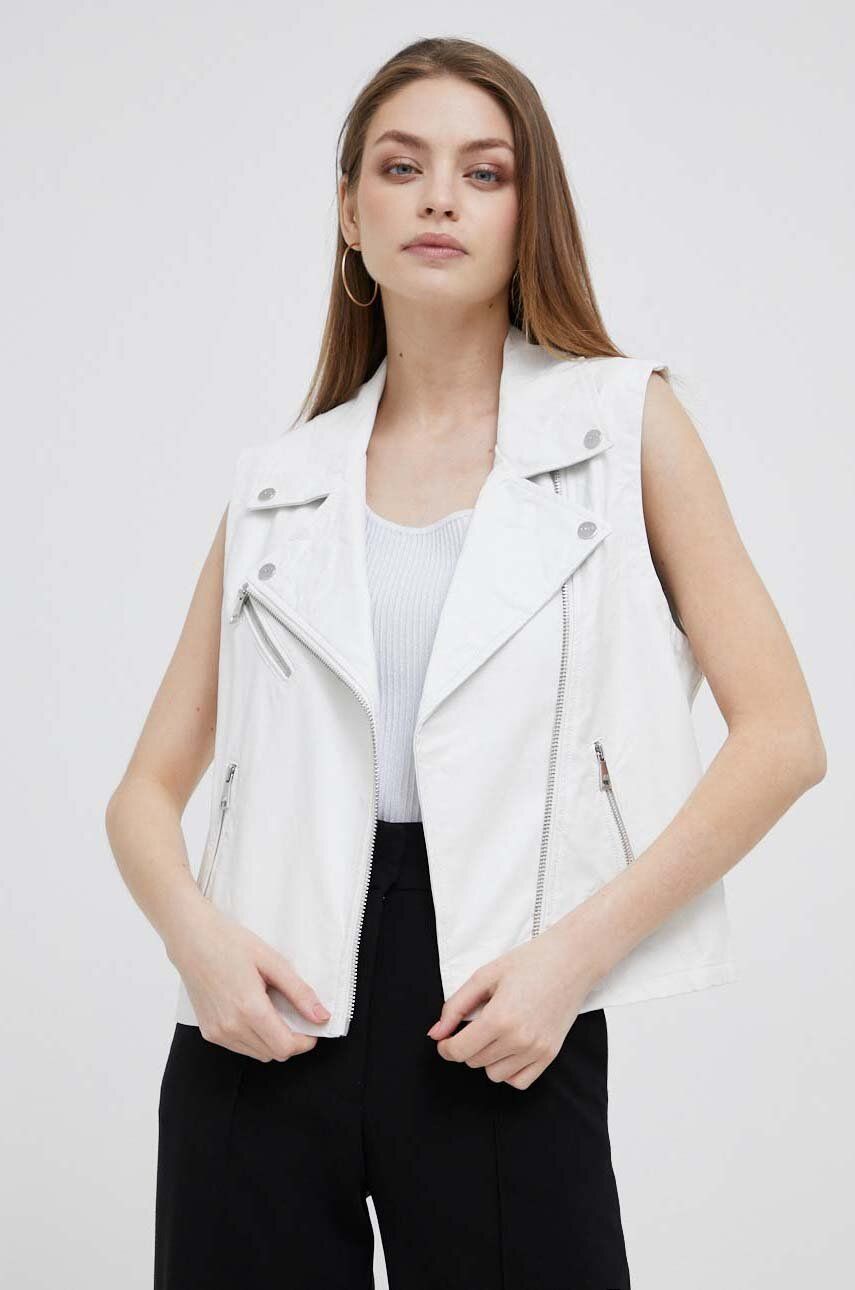 Vest DKNY Sleeveless Vegan Leather Moto Vest Hvid | P3DT7547, 0
