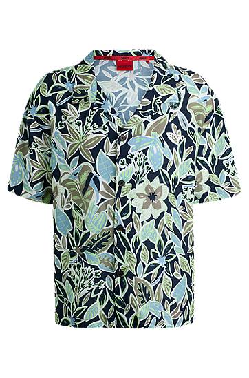 Skjorte BOSS Relaxed Fit Floral Print Beach Shirt Mørkeblå | 50540065