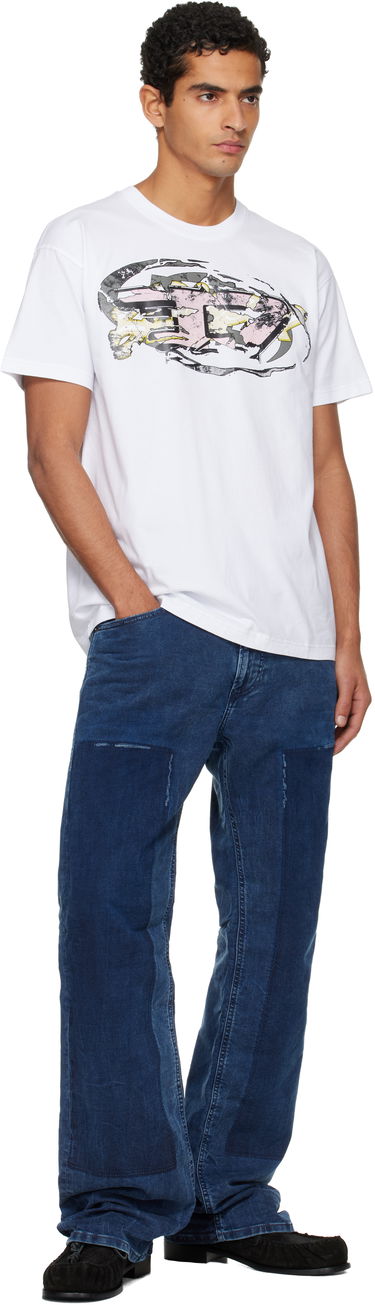 T-shirt Diesel Short-Sleeve Crewneck Graphic Print T-shirt Hvid | A19571-0PLAT-100, 3