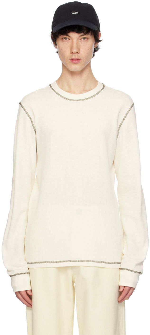T-shirt WOOD WOOD Emil Long Sleeve T-Shirt "Off-White" Hvid | 12345403-4004