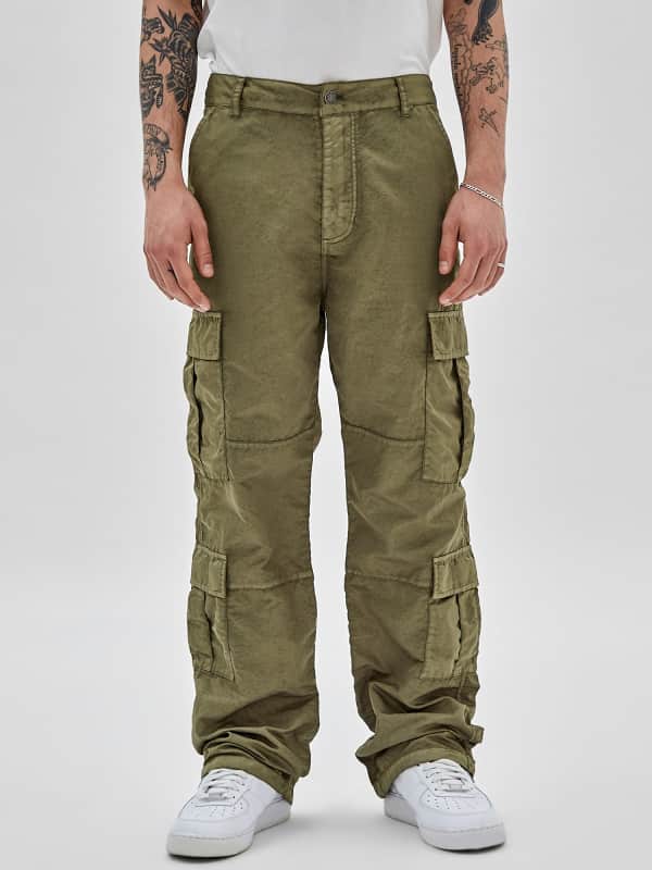 Bukser GUESS Washed Nylon Cargo Grøn | M3GB08WFCA0, 0