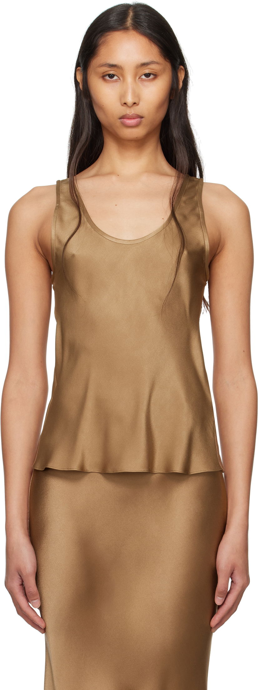 Tanktop Anine Bing ANINE BING Lea Silk Tank Top Brun | A-07-0839-DKG22