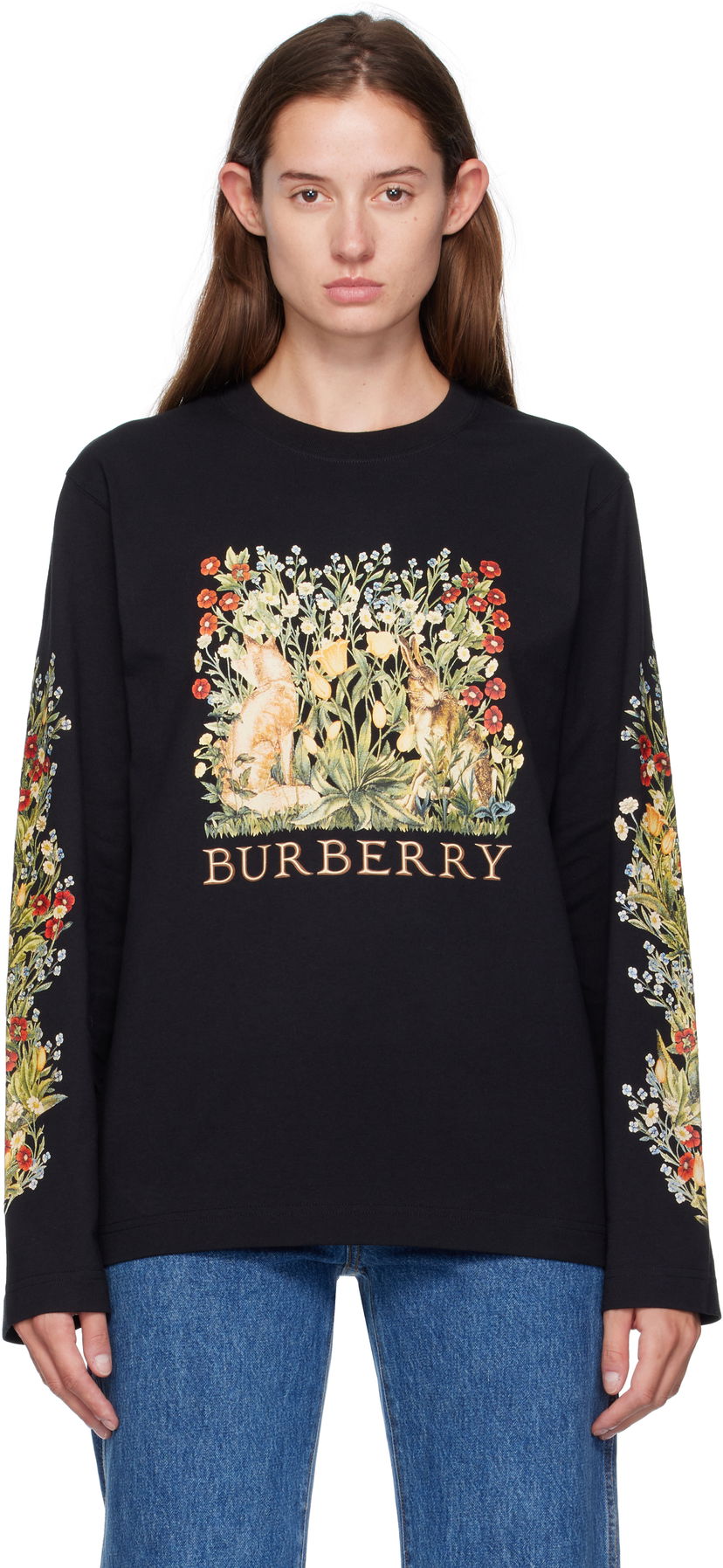 T-shirt Burberry Burberry Forest Print Long-Sleeve T-Shirt Sort | 8115847
