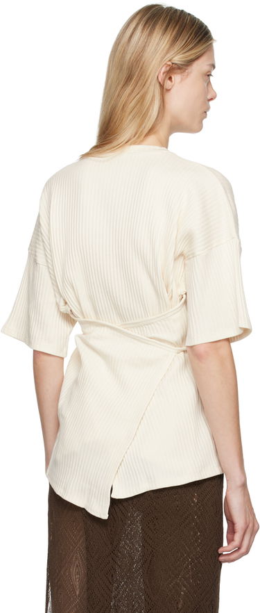 Sweater Baserange Baserange Shaw Tie-Waist T-Shirt Hvid | FSHT-RIB-000, 2