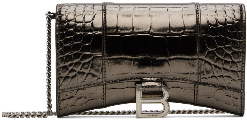 Skuldertaske Balenciaga Croc Hourglass Bag Grå | 656050 2AAJ7, 0