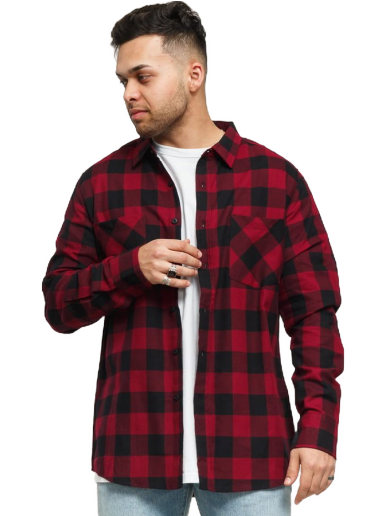 Skjorte Urban Classics Checked Flanell Shirt Rød | TB297 Burgundy