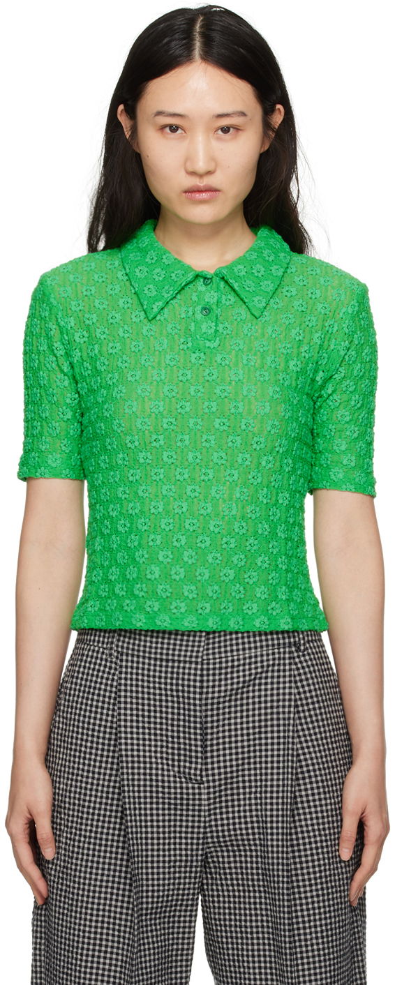 Polo skjorte YMC Floral Polo Grøn | Q2WAP