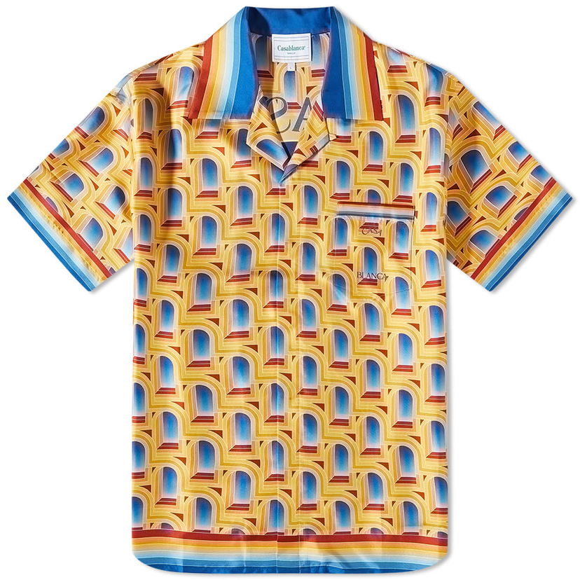 Skjorte Casablanca L'Arche De Jour Short Sleeve Silk Shirt Flerfarvet | MS23-SH-003-08