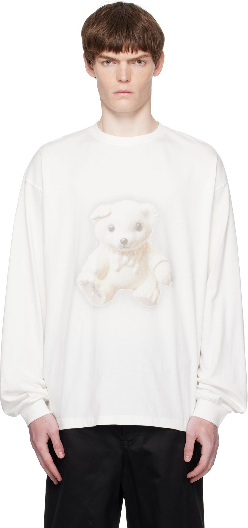 T-shirt We11done We11done Glow Teddy Graphic Long Sleeve Tee Hvid | WD-TT2-25-775-U-WH