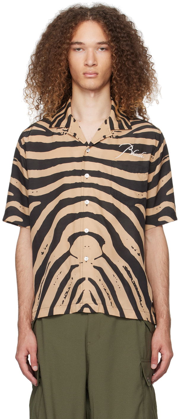 Skjorte Rhude Zebra Shirt "Black & Tan" Beige | RHPS24SR12174274