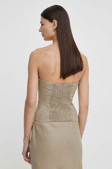 Tanktop Samsoe Samsoe Samsoe Samsoe SAELYNN Linen Bandeau Top Beige | F24100098, 2