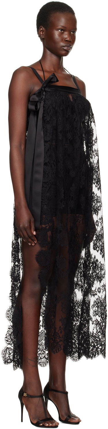 Kjole Dolce & Gabbana Dolce&Gabbana Chantilly Lace Midi Dress Sort | F6JRQT ILMA8, 1