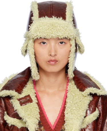 Jakke Anna Sui Anna Sui Curly Aviator Faux-Leather Hat Brun | 824A90, 0