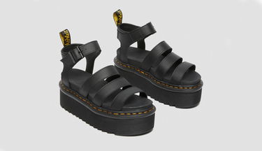Sneakers og sko Dr. Martens Blaire Quad Hydro Leather Platform Sandals W Sort | DM27296001, 2