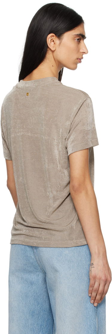 T-shirt AMI AMI Paris Shiny Jersey Short Sleeve T-Shirt Beige | FTS146.JE0110, 2