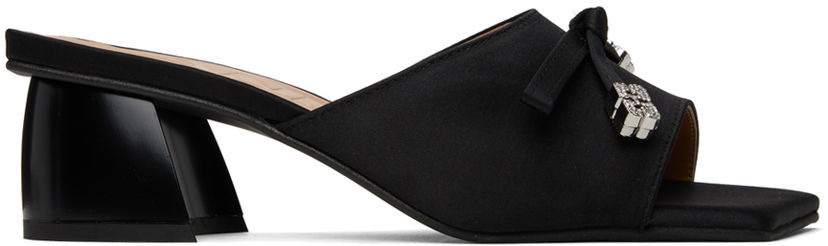 Tøj GANNI GANNI Butterfly Bow Satin Mules Sort | S2267