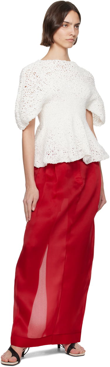 Sweater Khaite KHAITE Mathilde Peplum Knit Top Hvid | 9812121, 3