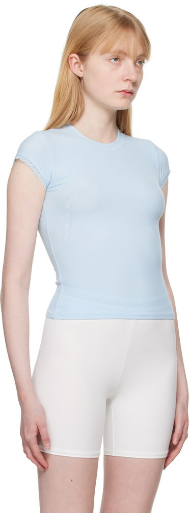 T-shirt SKIMS Blue Soft Lounge Lace T-Shirt Blå | ST-SST-5688W, 1
