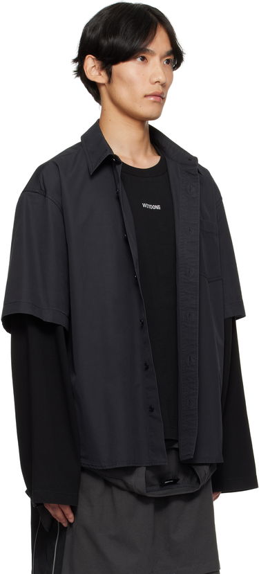 Skjorte We11done We11done Logo Long-Sleeved Layered Shirt Sort | WD-SH2-25-180-U-CH, 1