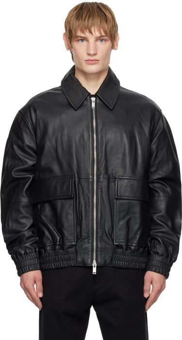 Bomberjakke Studio Nicholson Studio Nicholson Piston Leather Jacket Sort | PISTON SNM - 1115, 0